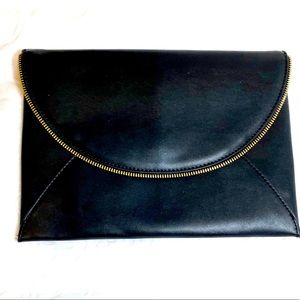 Kaari Blue Black Clutch with zipper detail